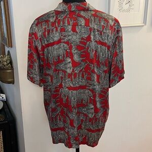 Nicole Miller Silk Elephant Shirt Vintage RARE